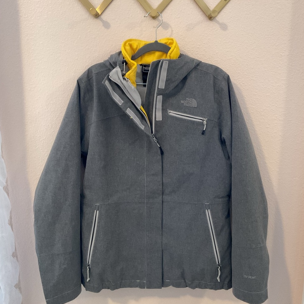 The North Face ski coat with Yellow Trim, Only Worn Skiing Twice, Like New